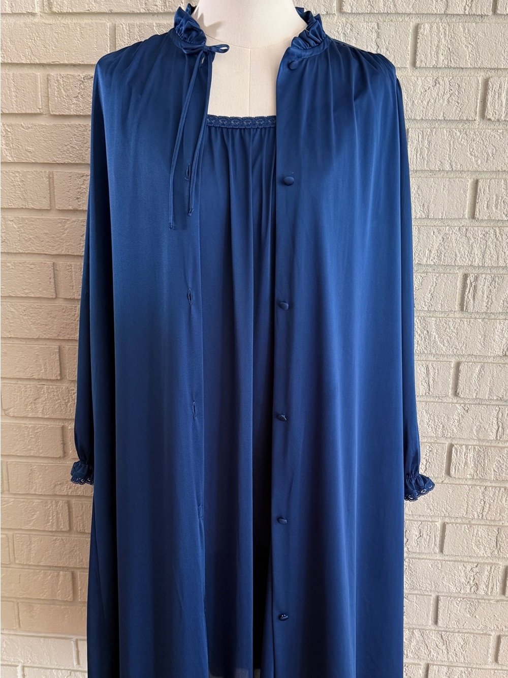 Vintage Miss Elaine Deadstock Nightgown Robe Set Small USA Lace 70s Union Made